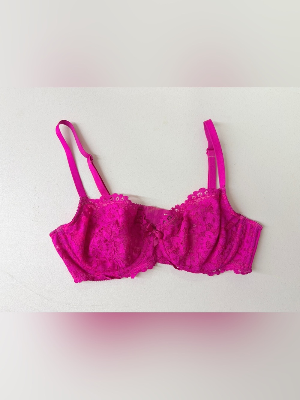 Victoria’s Secret Very Sexy Hot Pink Lace Unlined Demi Bra Size 36C
